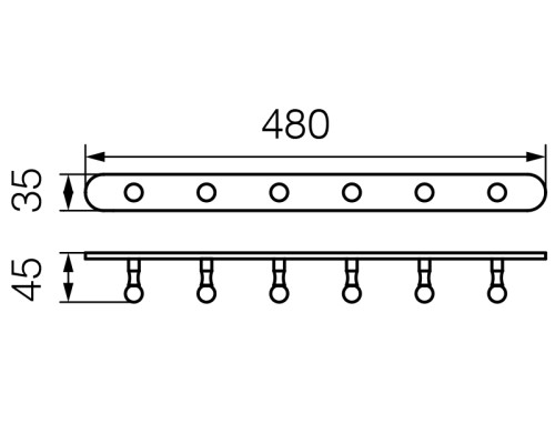 Планка с 6-ю крючками Veragio Gialetta L47.5, бронза