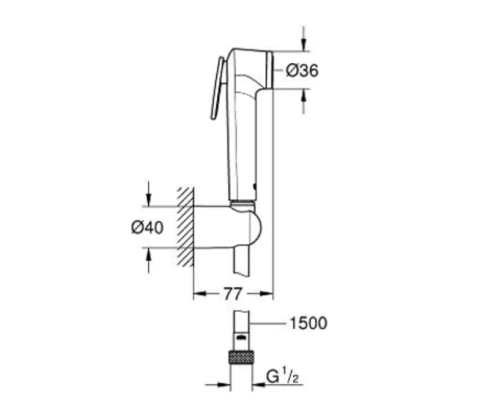 Душевой набор Grohe с гигиеническим душем 26353000 1500 мм