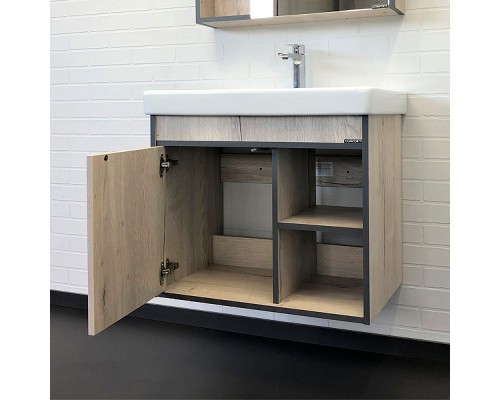 Тумба с раковиной Comforty Вена 70 00-00008929 подвесная Дуб дымчатый