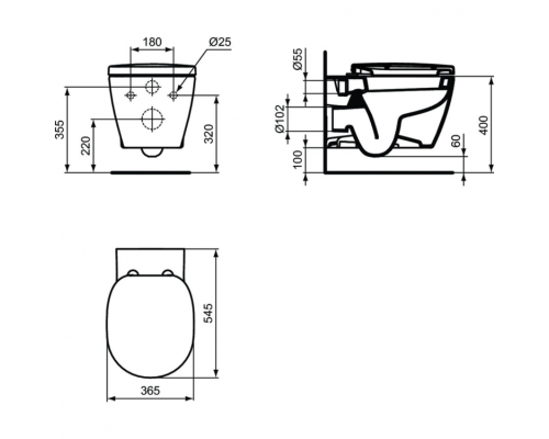 Унитаз Ideal Standard Connect E803501 подвесной без сиденья