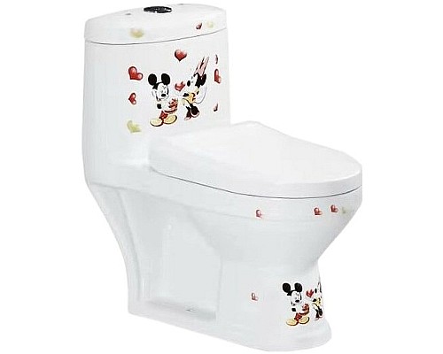 Унитаз моноблок SantiLine SL-5015 детский с сиденьем Микролифт с рисунком Микки Маус