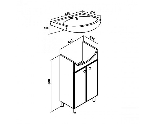 Тумба под раковину Runo УЮТ 45 00000000064