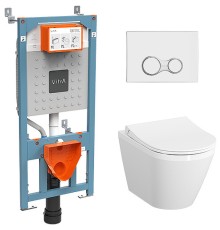 Комплект унитаза с инсталляцией Vitra Integra Round с сиденьем Микролифт и клавишей смыва