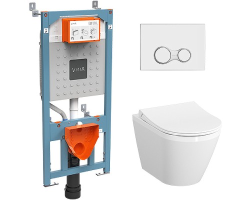 Комплект унитаза с инсталляцией Vitra Integra Round 9856B003-7205 с сиденьем Микролифт и клавишей смыва
