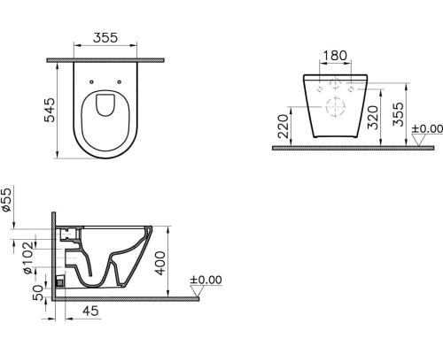Комплект унитаза с инсталляцией Vitra Integra Round 9856B003-7205 с сиденьем Микролифт и клавишей смыва