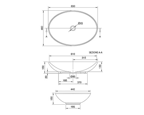 Раковина-чаша Scarabeo Thin Line 63 8045 Белая
