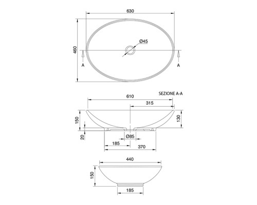 Раковина-чаша Scarabeo Thin Line 63 8045 Белая