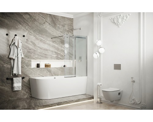 Шторка на ванну Ambassador Bath Screens 90х140 профиль Хром стекло прозрачное