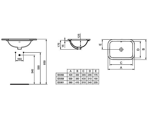 Раковина врезная Ideal Standard Connect Белый