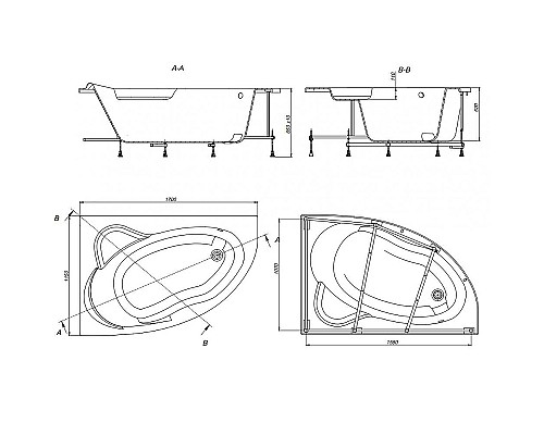 Акриловая ванна Roca Luna 170x115 L 248640000 Акриловая ванна Roca Luna 170x115 L 248640000
