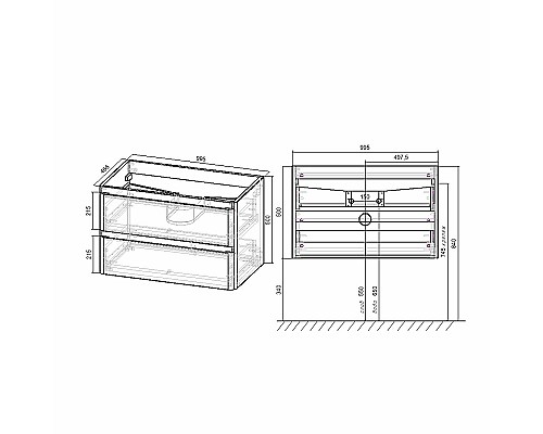 Тумба под раковину Vincea Vico 100 VMC-2V100VO подвесная V.Oak