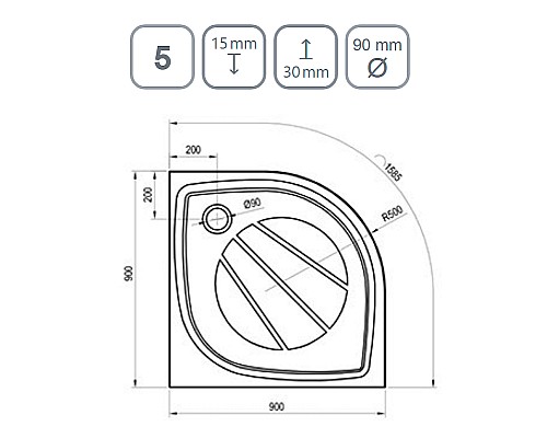 Душевой поддон из искусственного камня Ravak Elipso Pro 90х90 XA237701010BM