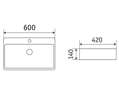 Раковина CeramaLux 60 8145MB Черная матовая