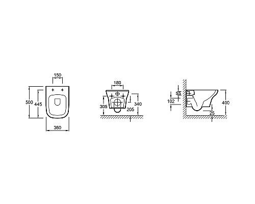Комплект унитаза с инсталляцией Jacob Delafon Vox E21772RU-00 с сиденьем Микролифт без клавиши смыва