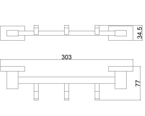 Вешалка для полотенец Belz B903 B90315-3 Черная матовая