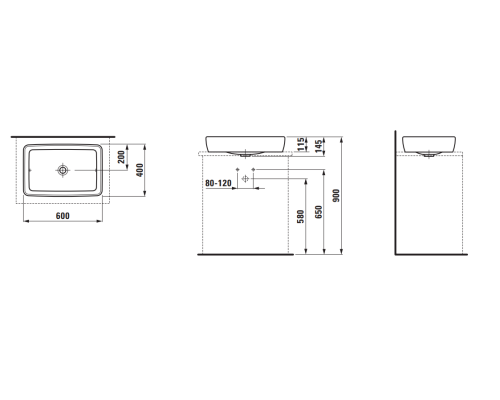 Раковина-чаша Laufen Pro S 60 8.1695.2.000.112.1 Белая