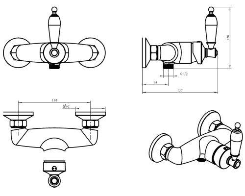 Смеситель для душа Boheme Vogue 204-MR-B Бронза