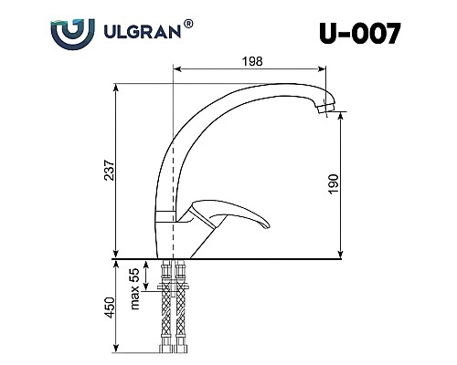 Смеситель для кухни Ulgran Classic Антрацит