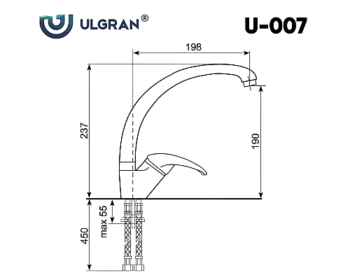 Смеситель для кухни Ulgran Classic Антрацит