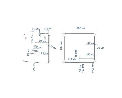 Зеркало Art&Max Genova AM-Gen-900-800-DS-F с подсветкой с сенсорным выключателем Черное
