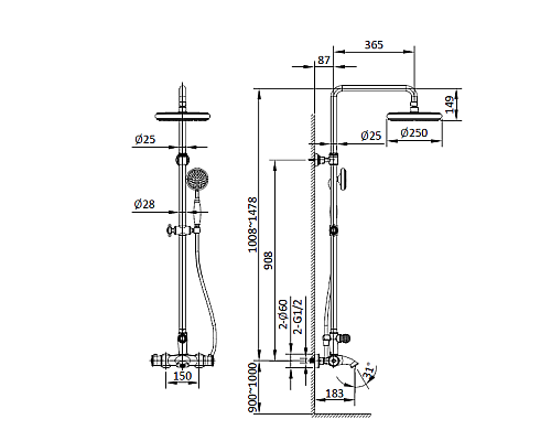 Душевая система с термостатом AltroBagno Beatrice 030423 ROr