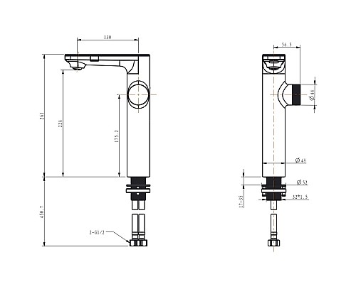 Смеситель для раковины Berges Morans 076004 с термостатом Черный матовый