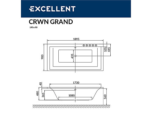 Ванна Excellent Crown Grand 190x90