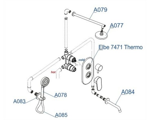 Душевая система WasserKRAFT Elbe A177471 Черная матовая