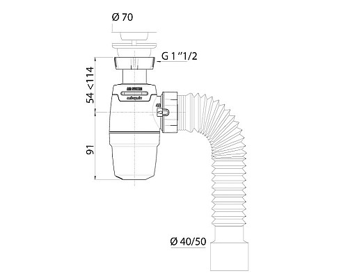 Сифон для кухонной мойки Wirquin Neo Air 30987083 Нержавеющая сталь