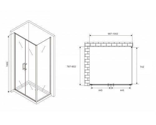 Душевой уголок Abber Sonnenstrand 100x80 профиль Черный стекло прозрачное