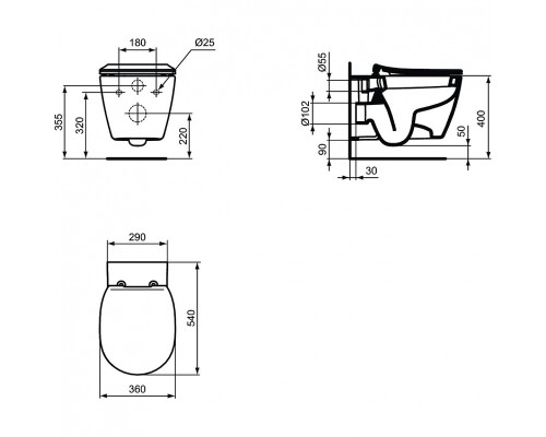 Унитаз Ideal Standard Connect E771801 подвесной без сиденья