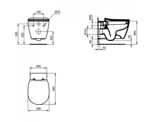 Унитаз Ideal Standard Connect E771801 подвесной без сиденья