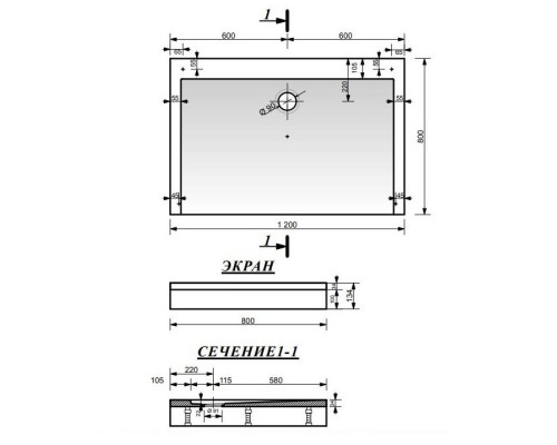 Душевой поддон из искусственного камня Эстет Каппа 120х80 ФР-00000762 Белый