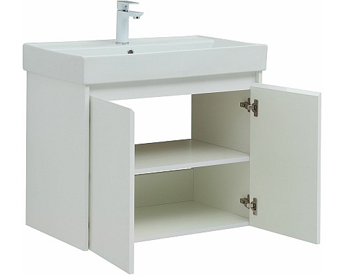 Тумба под раковину Aquanet Nova Lite 75 298850 подвесная Белая глянцевая