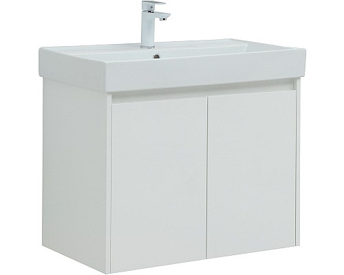 Тумба под раковину Aquanet Nova Lite 75 298850 подвесная Белая глянцевая