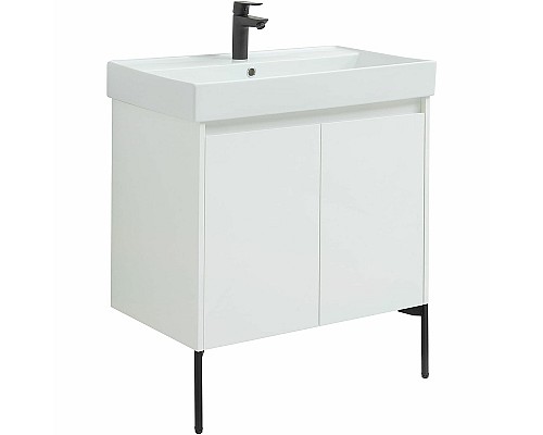 Тумба под раковину Aquanet Nova Lite 75 298850 подвесная Белая глянцевая