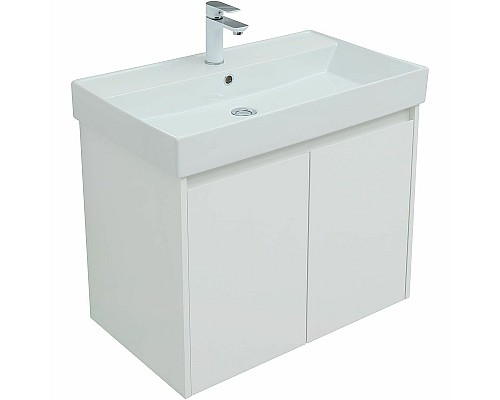 Тумба под раковину Aquanet Nova Lite 75 298850 подвесная Белая глянцевая