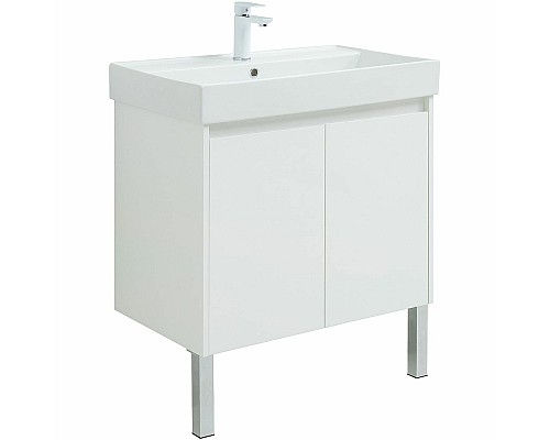 Тумба под раковину Aquanet Nova Lite 75 298850 подвесная Белая глянцевая