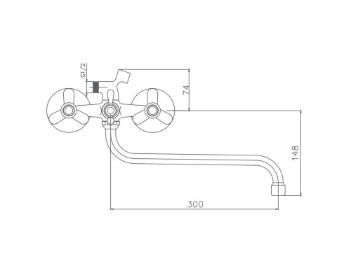 Смеситель для ванны Cron CN2208 Хром
