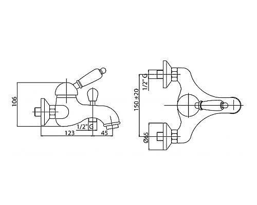 Смеситель для ванны Cezares VINTAGE-VM-01-Sw