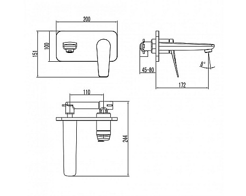 Смеситель для раковины Lemark Bronx LM3726BL Черный