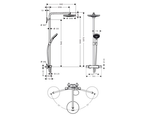Душевая система Hansgrohe Raindance Select S хром 27129400