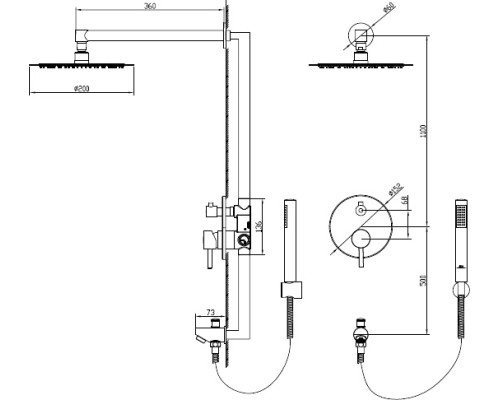 Душевая система RGW Shower Panels SP-52 В 21140852-04 Черная