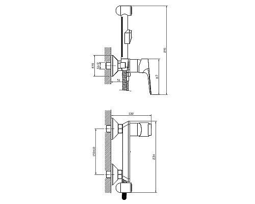 Гигиенический душ со смесителем Rossinka RS27-52 Хром