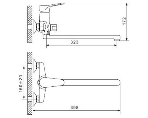 Смеситель для ванны Gappo G36 G2236 универсальный Хром