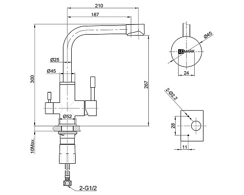 Смеситель для кухни Lemark Expert LM5061G Золото