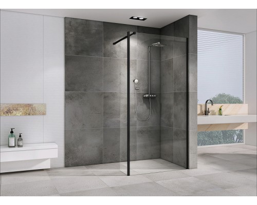 Душевая перегородка Abber Immer Offen 120 AG66120B профиль Черный стекло прозрачное