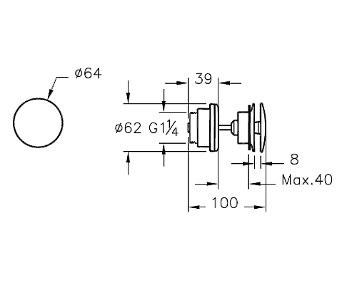 Донный клапан Vitra Llia A45148 Хром