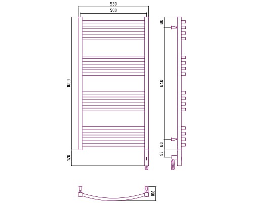 Полотенцесушитель электрический 1000х500 МЭМ правый Сунержа Аркус 3.0 12-5705-1050