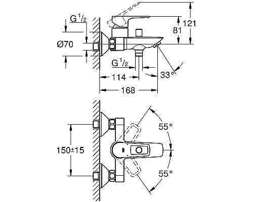 Смеситель для ванны Grohe BauLoop 23602001 Хром